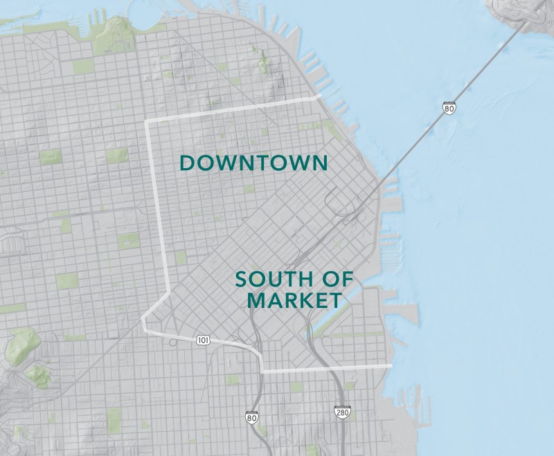 The congestion area for the SFCTA survey. Image: SFCTA