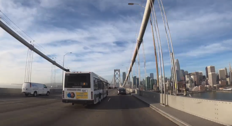 An AC Transit bus on a rare, congestion free trip to San Francisco. Photo: MTC