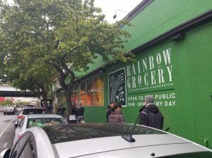 People line up in front of Rainbow Grocery.  Photo: Jason Henderson's twitter feed