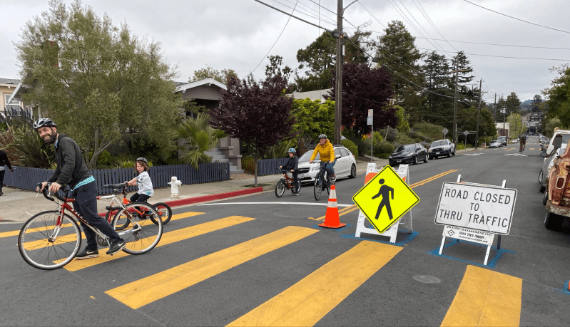 One of Oakland's 'slow streets,' at Shafter and 42nd. Photo: OakDOT