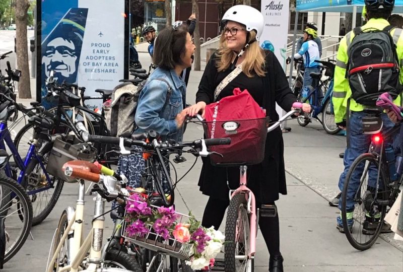Image from Bike to Work Day in 2019 from the Silicon Valley Bicycle Coalition.