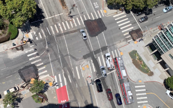 A look Wednesday at the multi-lane, dangerous intersection where a man was killed Tuesday morning. Photo credit withheld on request