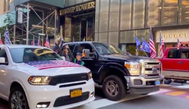 Supporters of President Trump blocked Fifth Avenue on Sunday.