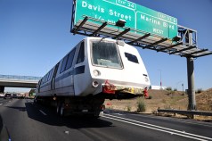 An old BART train off to the scrap yards. Advocates fear transit generally could follow if reforms don't happen. Photo: BART