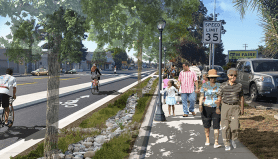 Rendering of Franklin Boulevard Complete Streets Project, Sacramento. Image: City of Sacramento