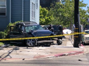 A July 4, 2020 crash in West Oakland. Photo: Tim Courtney