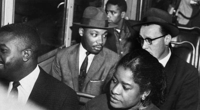 If motorists want to access GGP's museums, they can use MLK Drive, named after the man on the left in this photo from 1955 of the Montgomery bus boycott. Or, of course, they can leave the car at home and take the 44 O'Shaugnessy, which runs directly between the museums and Walton's district. Photo: King Institute/Stanford