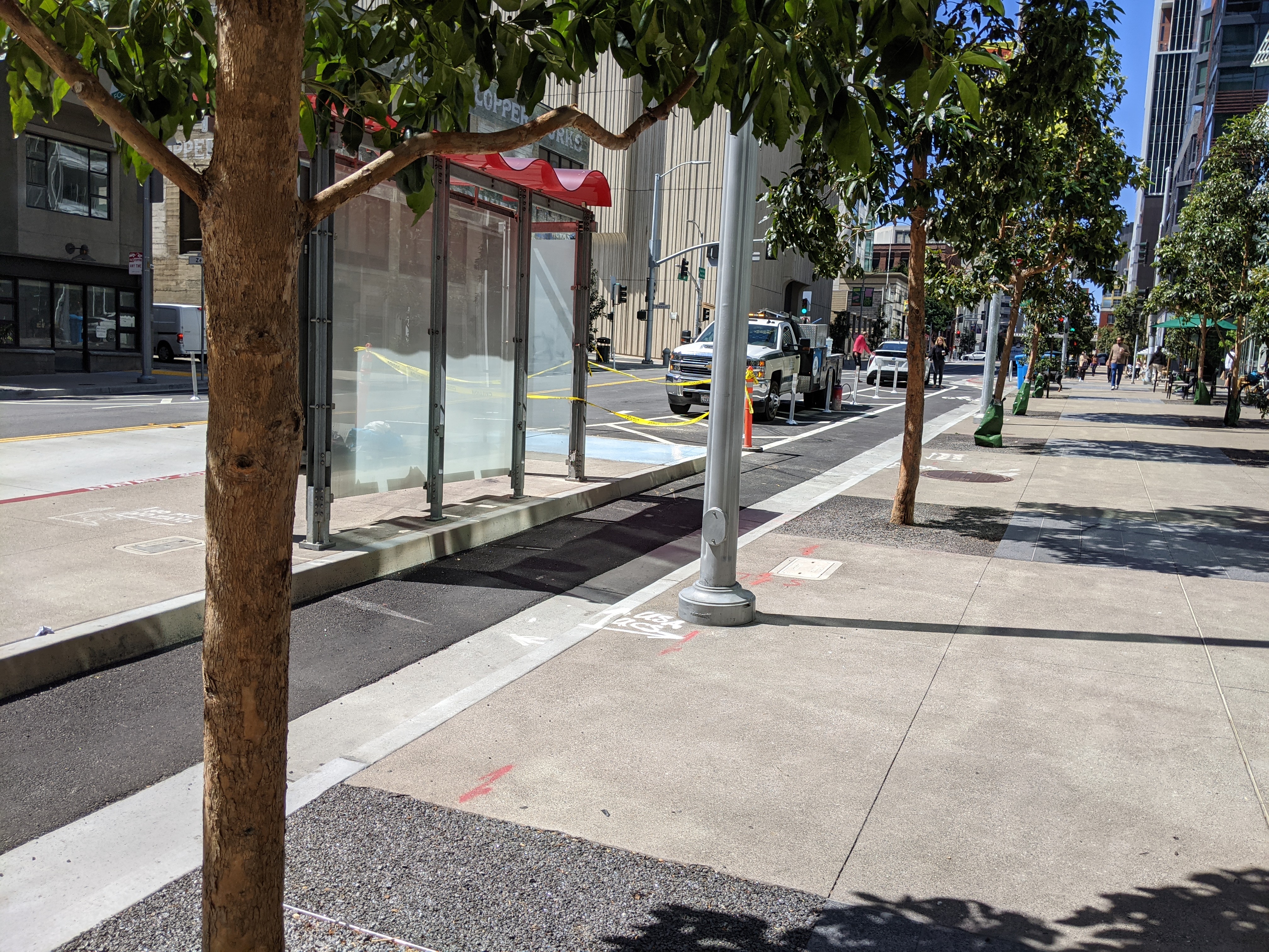 A bus boarding island on Folsom