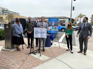 San Diego Mayor Todd Gloria speaks at the "Hope for Vision Zero" press event earlier today.