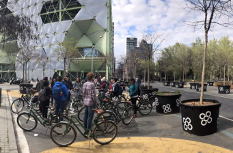A superblock in Barcelona. Superblocks integrate physical activity and mobility in everyday life. Photo: Abigail Chen