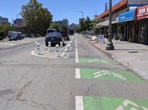 Telegraph's protected bike lane. Photo: Streetsblog/Rudick