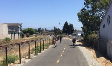 The new stretch of Santa Cruz Coastal Rail Trail opened last December. Photos by Joe Linton/Streetsblog