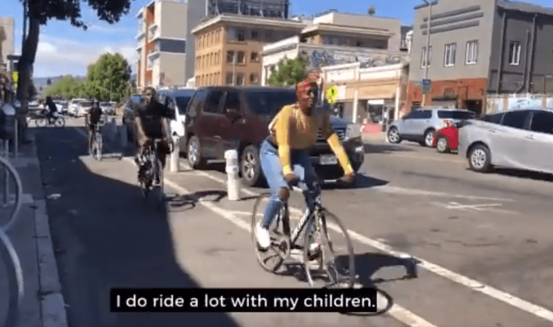 Cyclists on Telegraph. Still from Tim Courtney's video.
