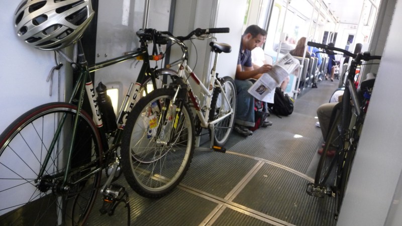 Bikes on a Light Rail Vehicle in Los Angeles. Photo: Nate Baird