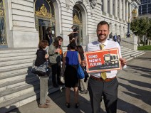 Supervisor Matt Haney at a transit event in 2019. Photo: Streetsblog/rudick