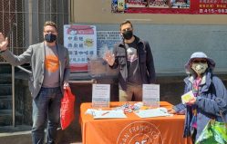 Steve Pepple, Danny Sauter, and May Hom at the Transit Riders station in Chinatown on Stockton. Photo: Cat Carter