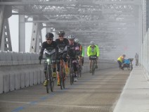 Riders on the bridge path two years ago when the path first opened. Photo by Melanie Curry/ Streetsblog