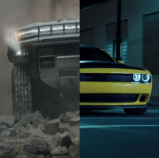 Left: GMC Hummer. Right: Dodge Demon.