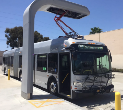 G Line electric bus charging at North Hollywood station. Photo by Joe Linton/Streetsblog L.A.