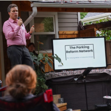 Parking Reform Network Co-founder Tony Jordan at a fundraiser Sunday night. All Photos: Jonathan Maus/BikePortland