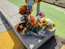 A shrine next to the crosswalk where the Chan was killed. Photos: Streetsblog/Rudick