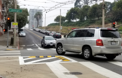 A "slow-turn wedge" onto a one-way street. Image: SFMTA