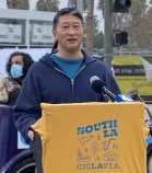 CalSTA Secretary David Kim at a recent CicLAvia. Photo: CalSTA
