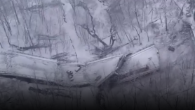 The collapsed Fern Hollow Bridge - ccreen capture from CNBC