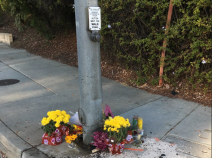 Memorial to pedestrian 43-year-old Hua Xu Li, killed by the driver in West Covina, Calif. Source: Waltarrr, CC