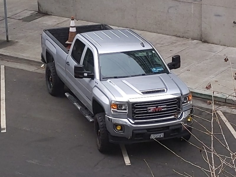 Of course, one parking spot isn't enough for your BIG truck. Photo: Streetsblog/Rudick