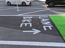 The "quick build" bike lane on the Embarcadero. An example of a project exempted from environmental review. Photo: Streetsblog/Rudick