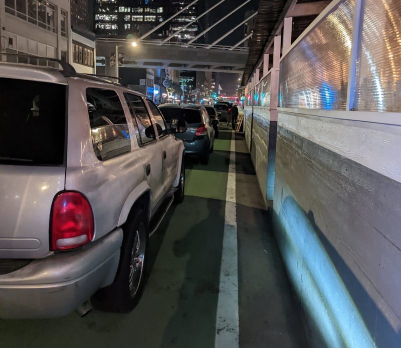 The Howard Street bike lane in front of Temple Night Club. Photo: Kyle Grochmal