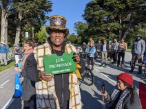 David Miles, the Godfather of Skating, celebrating the JFK Promenade forever. Photo: Streetsblog/Rudick