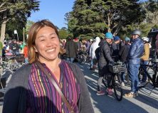Janelle Wong, SFBC Executive Director, at the J.F.K. Promenade celebration. Photo: Streetsblog/Rudick