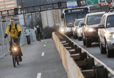 A morning commute over the Burnside Bridge in 2018. (Photo: Jonathan Maus/BikePortland)