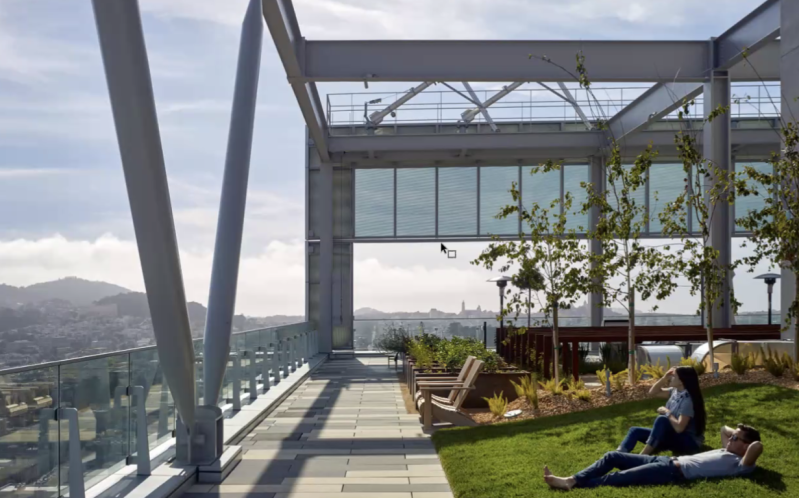 What was once a penthouse full of chiller units for an office building, became a roof deck garden for residential units. Image: Emerald Fund
