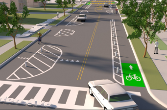 A rendering of proposed upgrades to Grand Street in Alameda. Image: Fehr & Peers