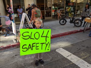 The son of a cyclist killed by a motorist on Thursday. Photo: Streetsblog/Rudick