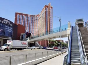 Advocates hoped that the "Reconnecting Communities" program would fund large-scale highway removals, but it may fund more projects like this Las Vegas pedestrian bridge. Photo: David Shane, CC