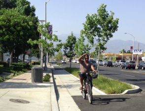 Protected bike lane in Temple City. Photo by Joe Linton/Streetsblog