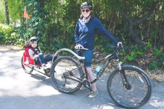 Amber Wipfler and her co-pilot. Wipfler is one of many local cyclists who helped push for a safer Butterfield. Photo: Brian Bercovitz