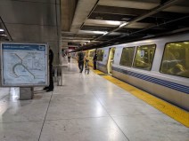 Oakland-bound BART train held at Embarcadero on Sept. 6 for a fare inspection. Photo: Streetsblog/Rudick