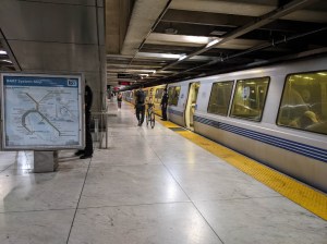 Oakland-bound BART train held at Embarcadero on Sept. 6 for a fare inspection. Photo: Streetsblog/Rudick
